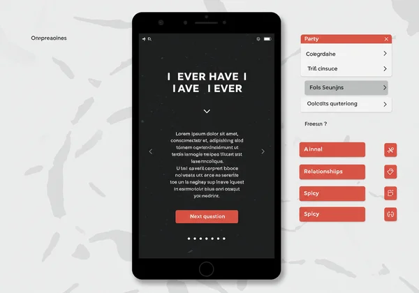 Screenshot der Online-Spieloberfläche von Never Have I Ever.