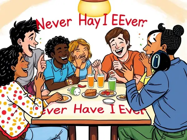 Friends laughing and playing Never Have I Ever