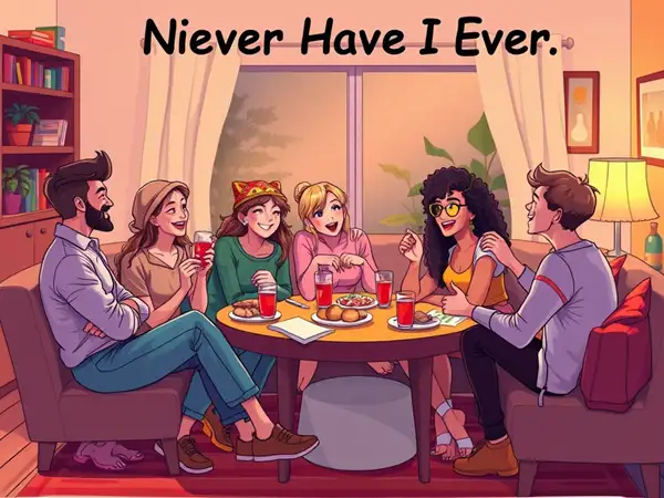 Friends playing never have i ever in a cozy setting.