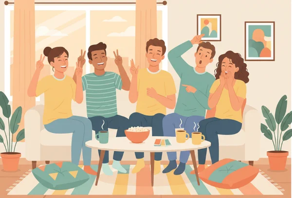 Friends playing Never Have I Ever, sharing secrets