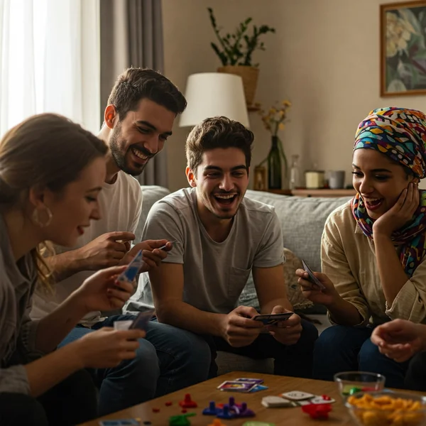 Friends sharing laughs over good Never Have I Ever questions