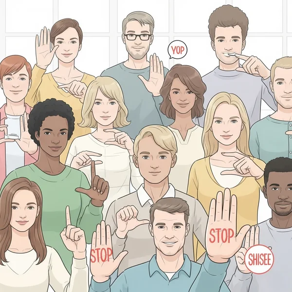 Friends establishing clear game boundaries with hand gestures