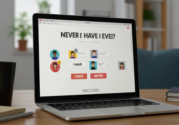 Interface van het online "Nooit Heb Ik Ooit" spel.