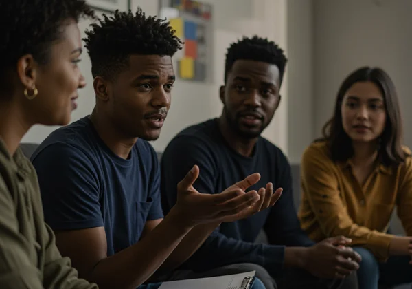 Group of friends sharing personal stories, building trust