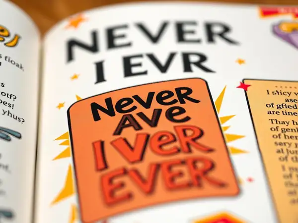 Close up of a never have i ever question card.